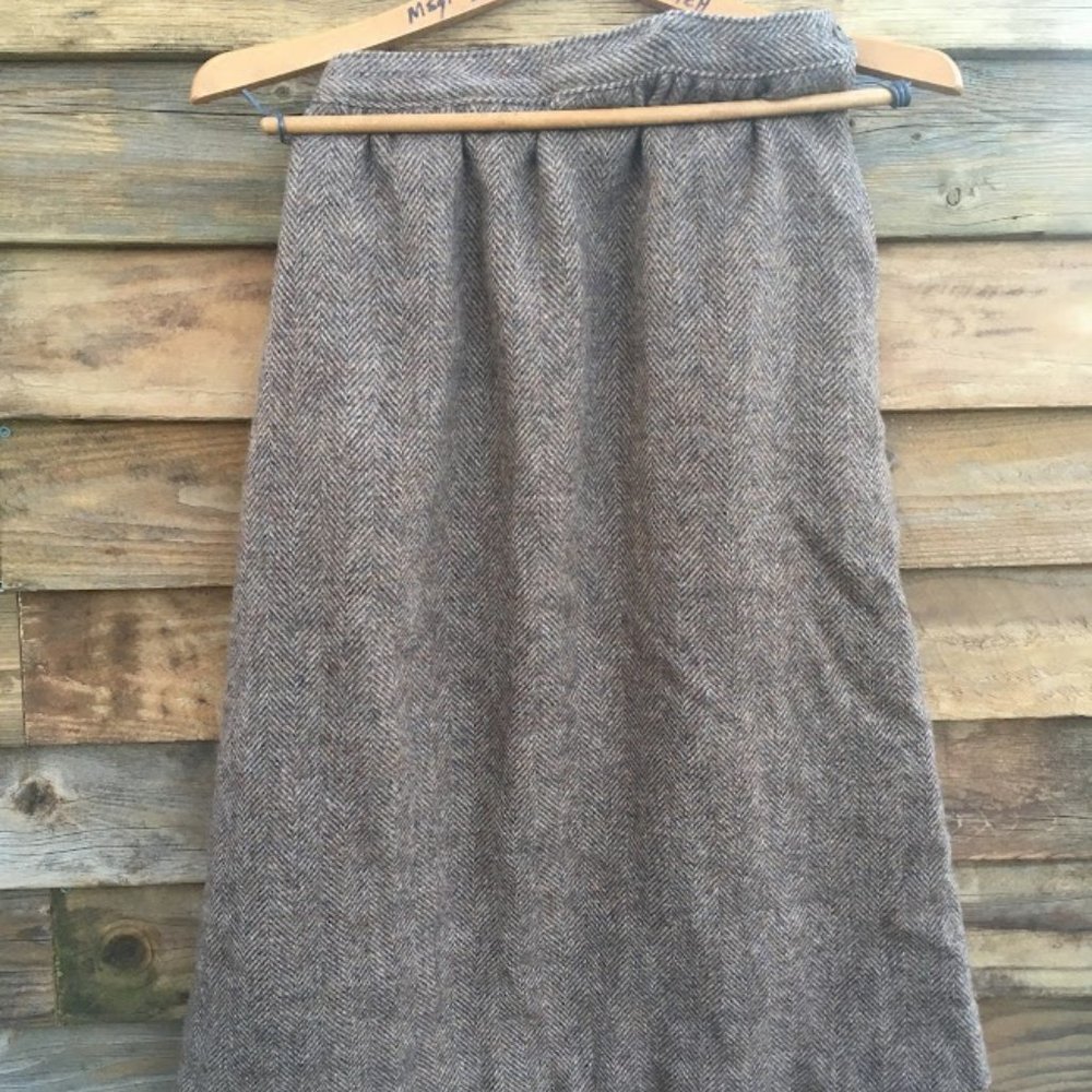 vintage wool tweed skirt brown